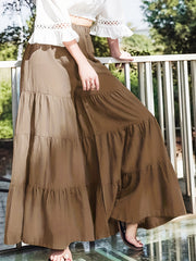 Women's Plus Size Elastic High Rise Wide Leg Trousers
