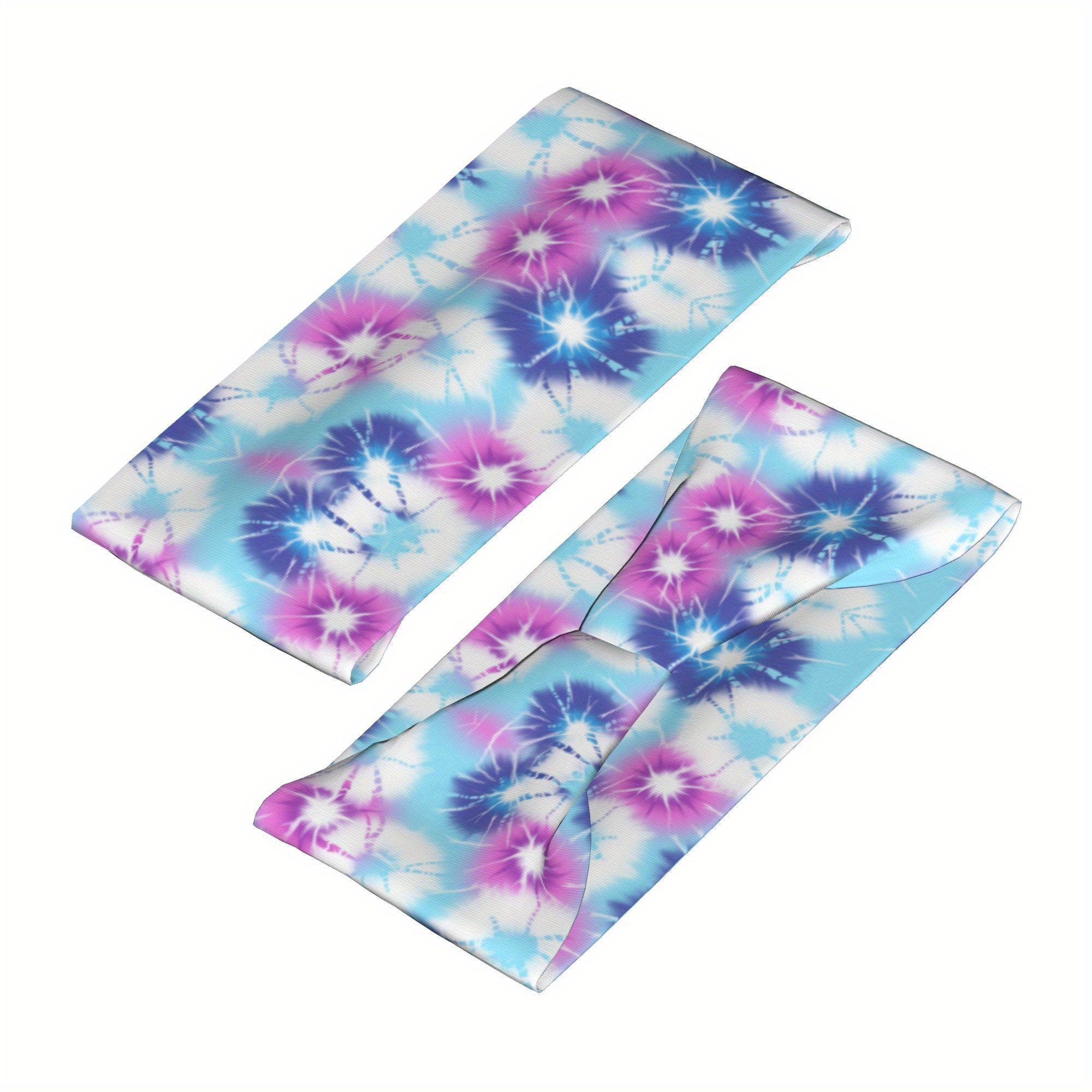 Tie Dye Headband Pink Sparkling Patterns Sports Casual Wear