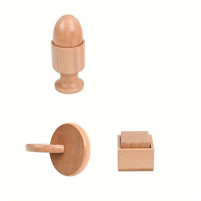 Wooden Egg Cup Ball Cube Tripletsy Toy Early Education Practice