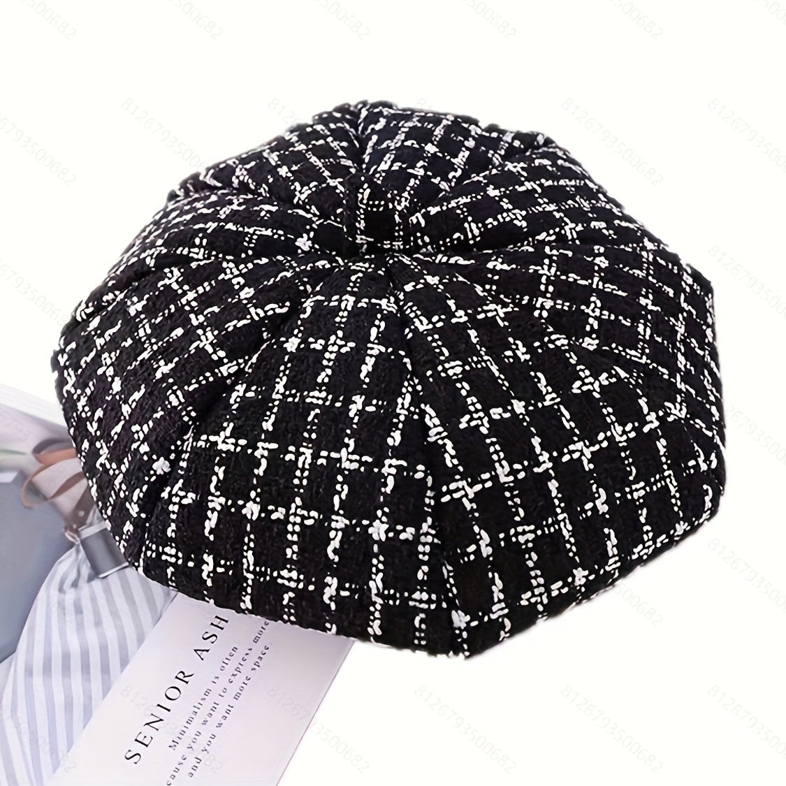 Plaid Pattern Beret Hat for Girls - Winter Decoration