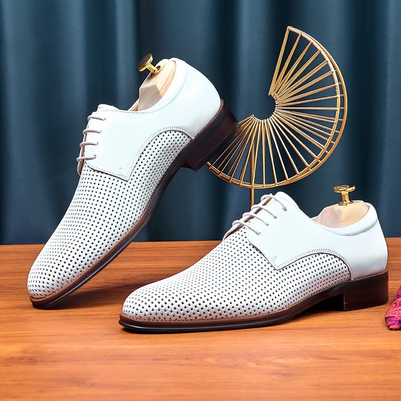 Men's Leather Oxford Derby Shoes For Wedding