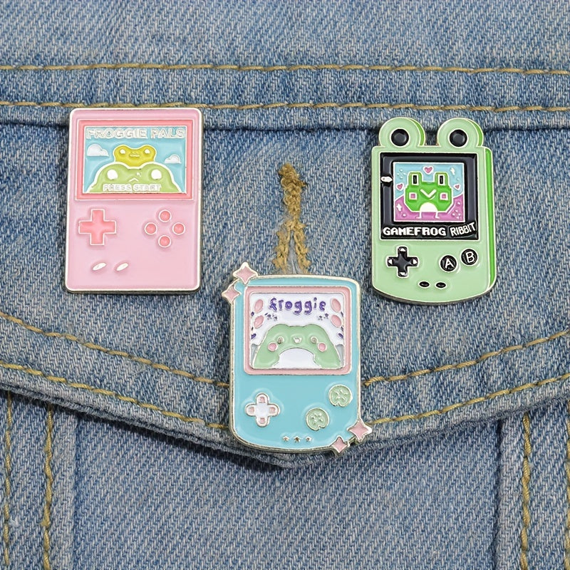 Frog Game Console Enamel Pins Frog Brooches Lapel Badges Animal Funny Jewelry