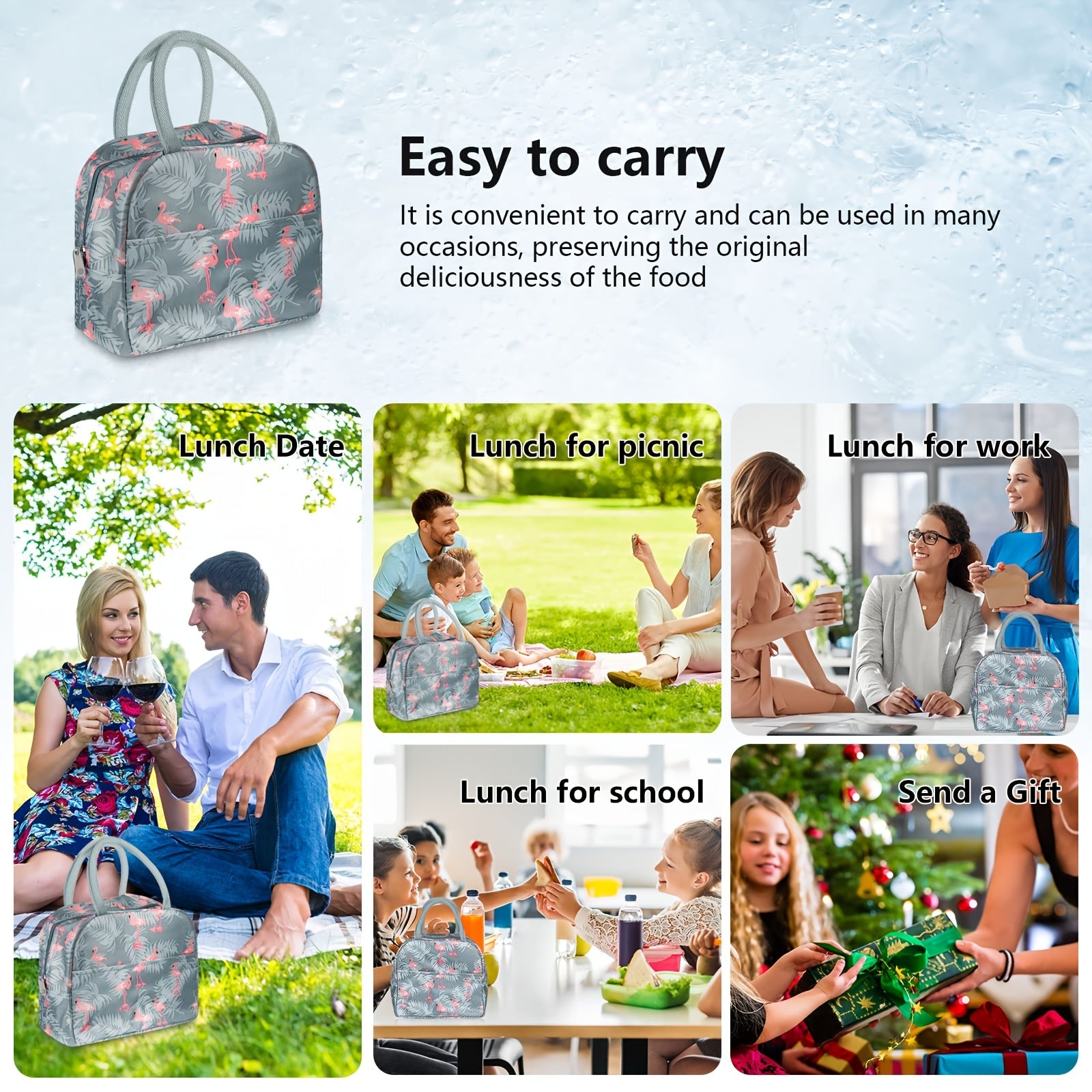 Women Thermal Block Lunch Bag Waterproof Leakproof Cold Storage Lunch Bag