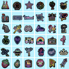 50pcs Neon Stickers for Luggage Water Cup Motorcycle