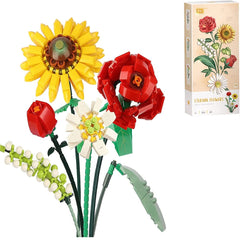 DIY Mini Flower Bouquet Building Blocks Set - Sunflower Rose Lily Fox