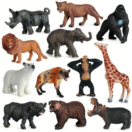 12pcs Wildlife Action Dolls Set Animal Figures Party Favors & Educational Mo