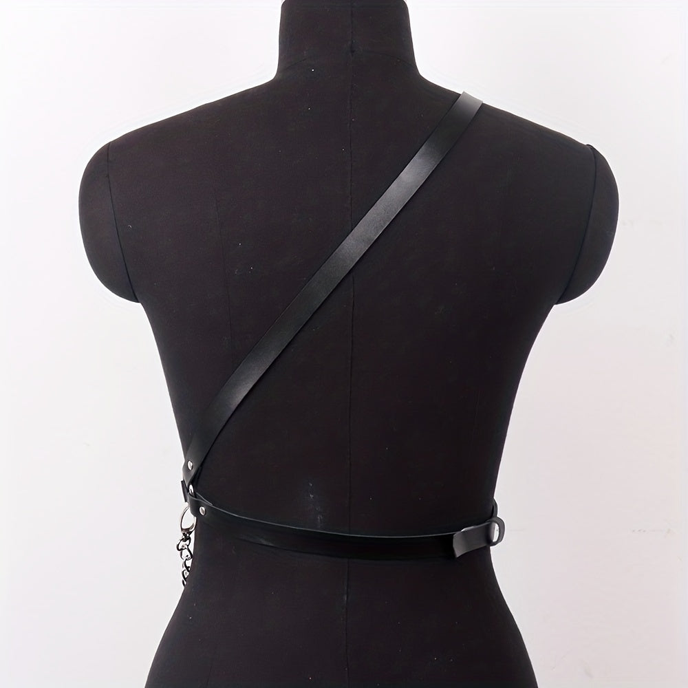 Chain Tassel Harness Belt PU Leather Waistband Body Harness