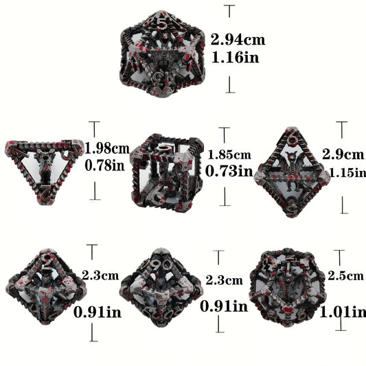 Metal Hollow Dragon Dice Set 7pcs Large Polyhedral Dice