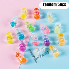 5pcs Mini Wine Bottles Cake Toppers Funny Dollhouse Cupcake Topper Set