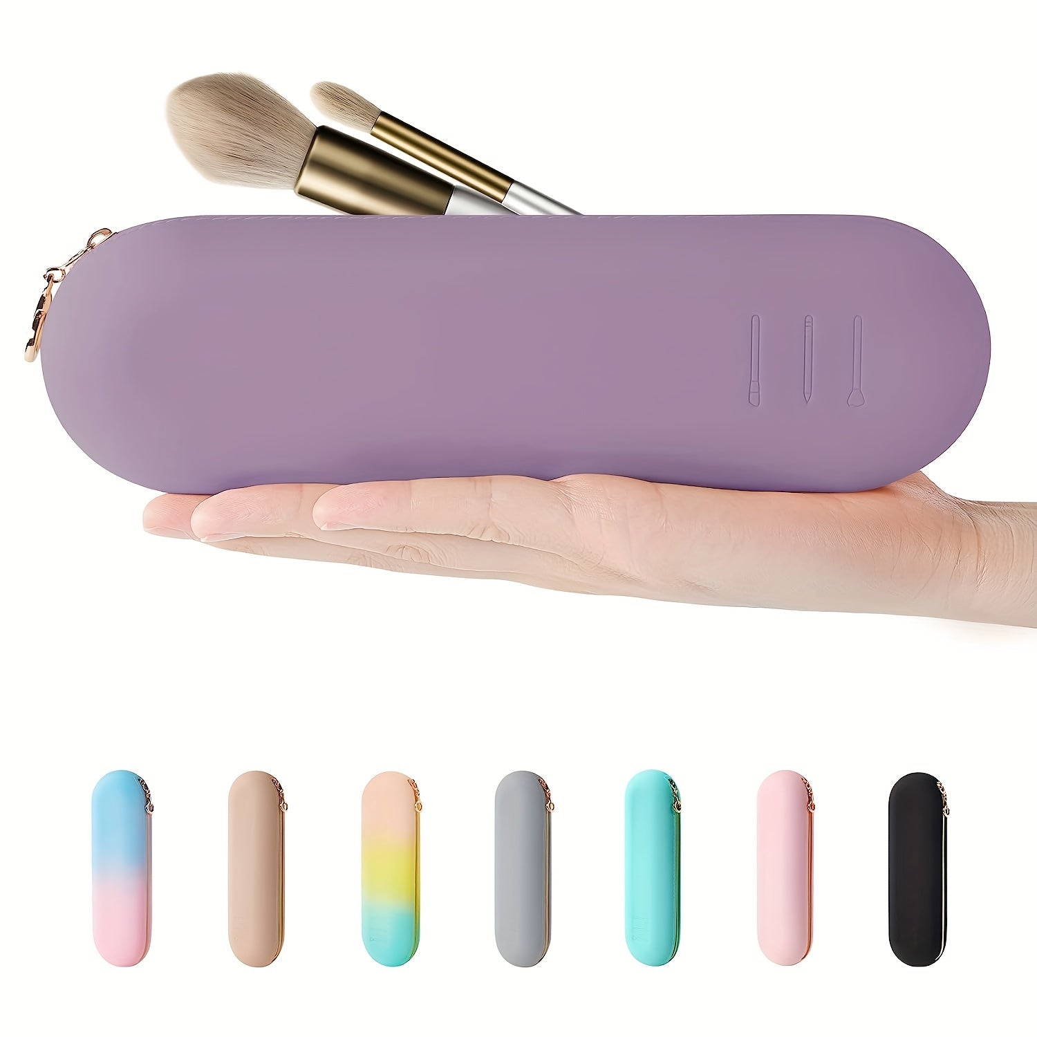 Silicone Makeup Brush Holder Zipper Travel Cosmetic Brushes Case