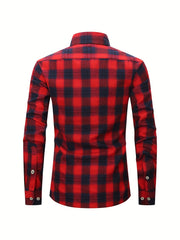 Men's Plaid Print Button Up Long Sleeve Shirt