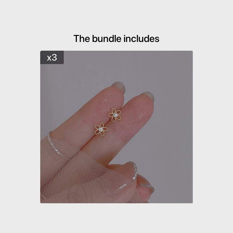 Zircon Stud Earrings 14K Plated 925 Silver Ear Decoration For Women