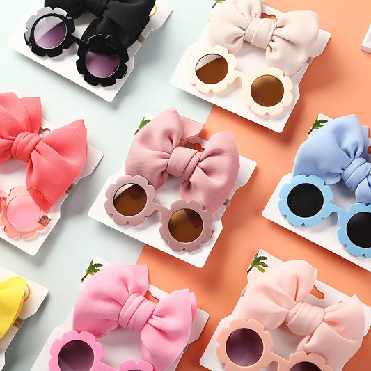 Summer Sunglasses & Bow Headband Set for Outdoor Style