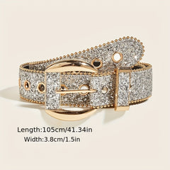 Punk Sequin Glitter Belt Eyelet Hollow Out Hip Hop Belt Unisex