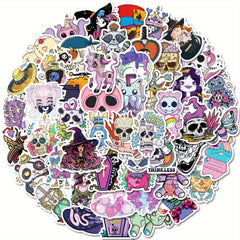 50pcs Gothic Skull Vinyl Stickers for Water Bottles Laptops, Waterproof Decals