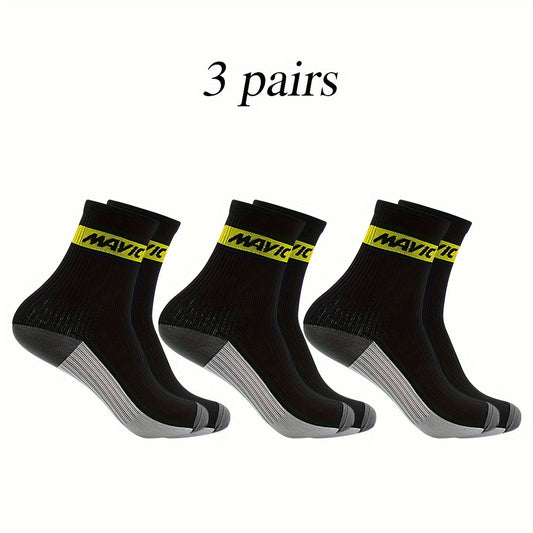 3 Pairs Men's Crew Sport Socks Sweat Absorbing Nylon Blend Comfy Breathable