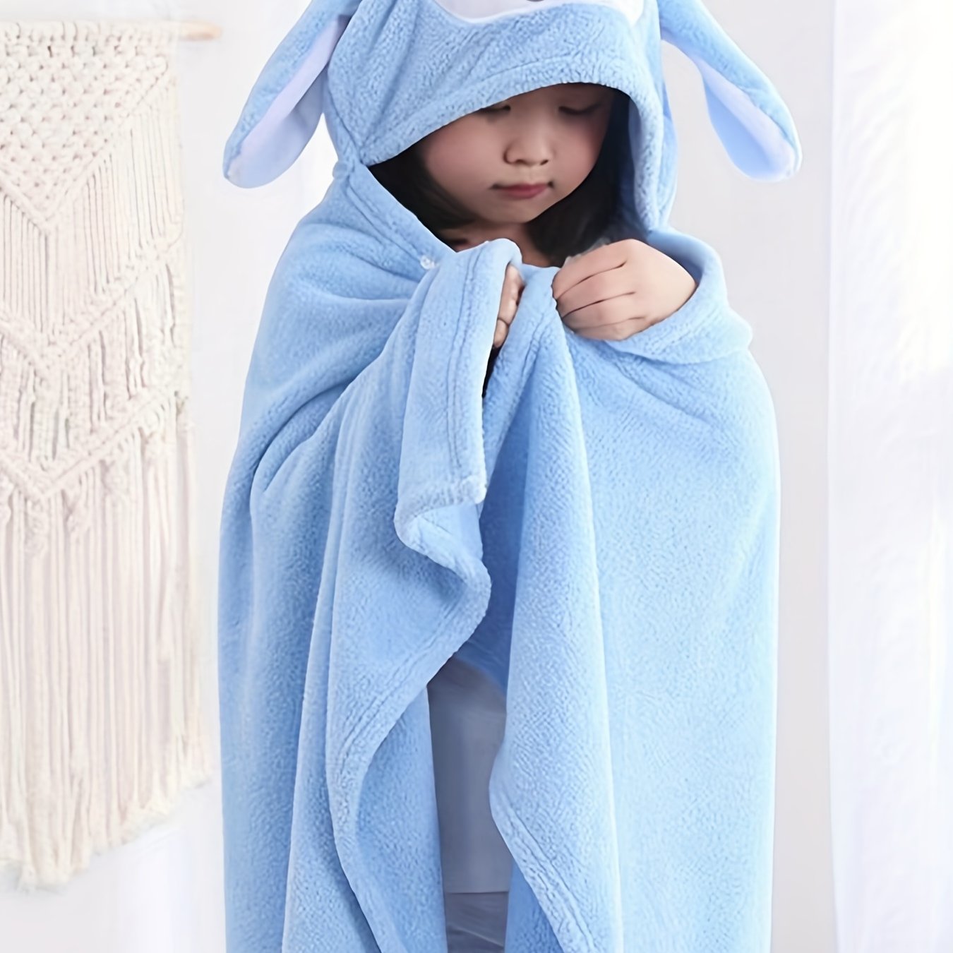 Kids Hooded Bath Towel Animal Ears Quick Drying Bathrobe