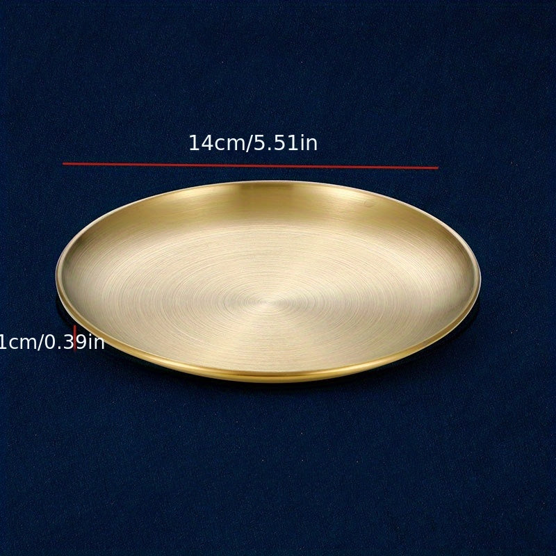 Stainless Steel Dessert Snack Plate Kitchen Dinner Plate Retro Fruit Plate