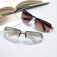 Y2K Rimless Sunglasses Cyberpunk UV400 Sun Shades Wrap Around