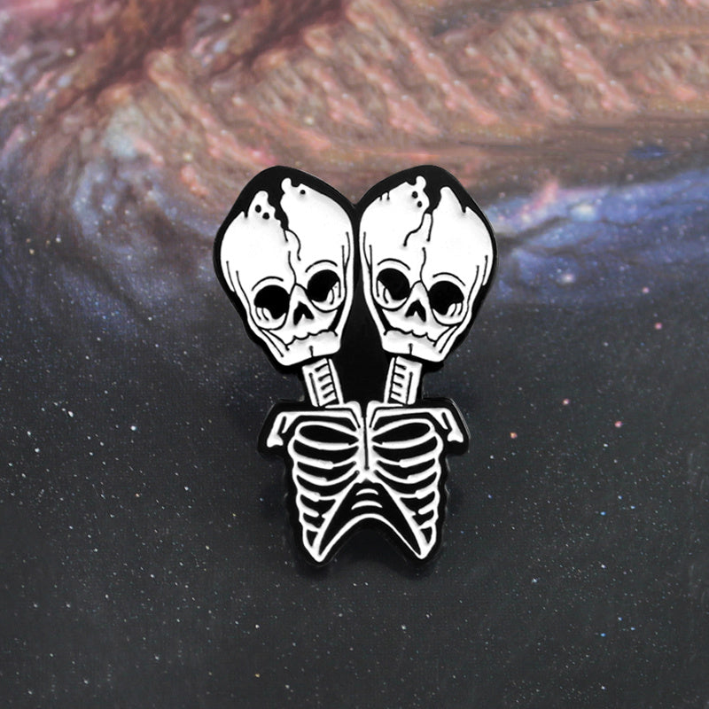 Twin Skull Pin Halloween Ornament Party Accessory