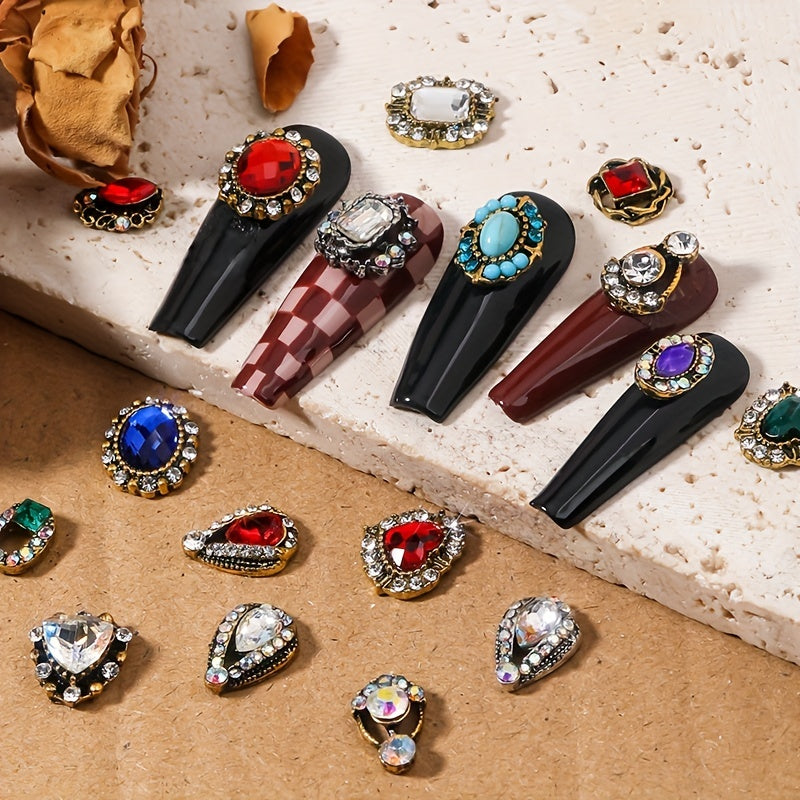 5 pcs 3D Crystal Nail Charms Large Rhinestones and Diamonds Silver Metal Charms