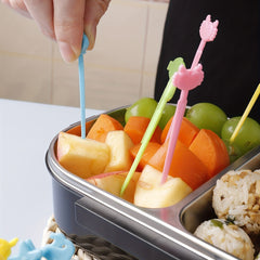 20pcs Animal Fruit Fork Mini Plastic Cartoon Stick Party Cake Fruit D