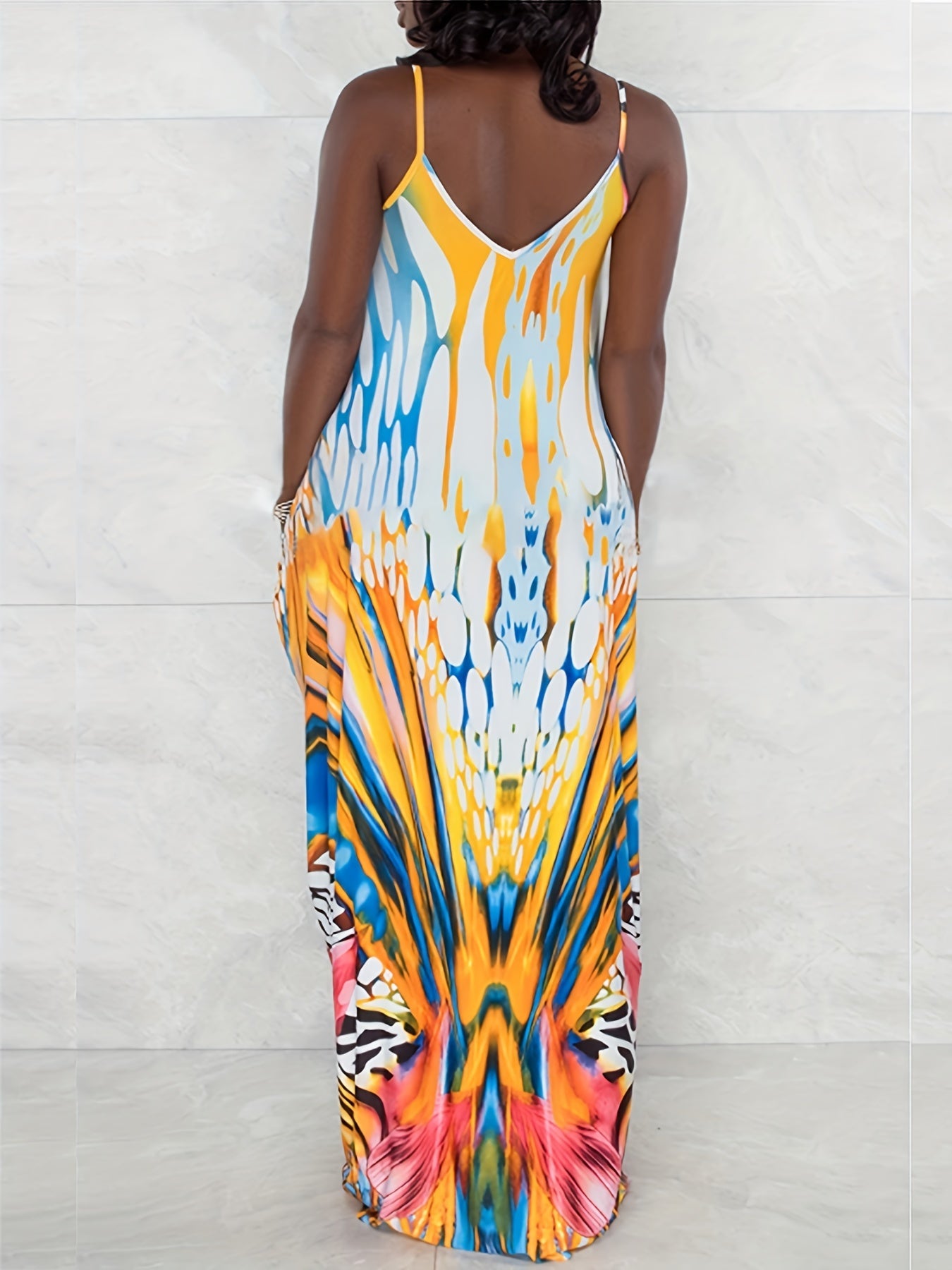  Tie Dye Maxi Cami Dress with Pockets