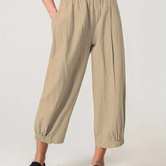  Casual Pants Women's Plus Solid Elastic High Rise Loose Fit Trousers