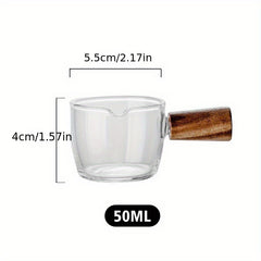 Wooden Handle Glass Milk Tea Cup Mini Salad Cup Coffee Plus Milk Cup