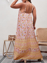  Boho Cami Dress Women's Plus Floral Print V Neck Backless Maxi