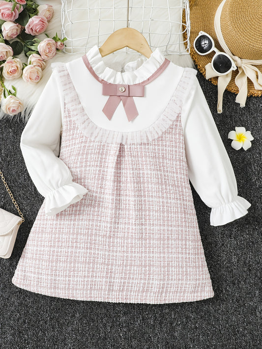 Girls Mesh Ruffled Dress Plaid Print Summer Party Kids Clothes