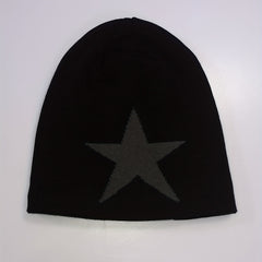 Neutral Large Star Jacquard Plus Velvet Knitted Hat