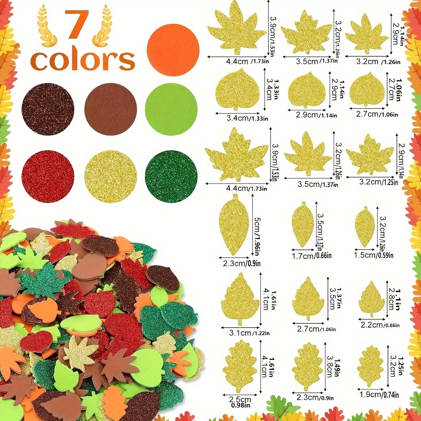 100pcs Autumn Leaf Golden Craft Foam Stickers DIY Decoration Crafts