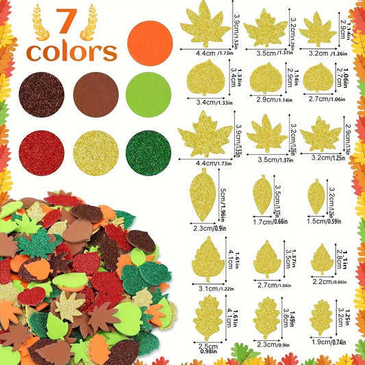 100pcs Autumn Leaf Golden Craft Foam Stickers DIY Decoration Crafts