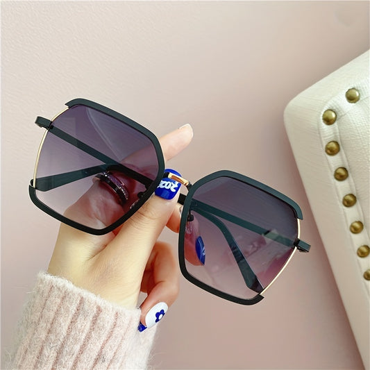 Oversized Geometric Sunglasses Gradient Metal UV400