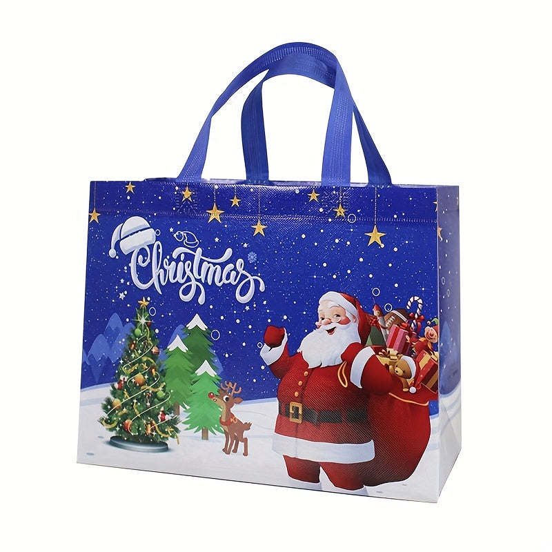 Christmas Cartoon Santa Snowman Non-woven Tote Bag