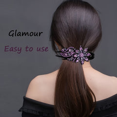 Vintage Rhinestone Flower Hair Claw Clip for Mother
