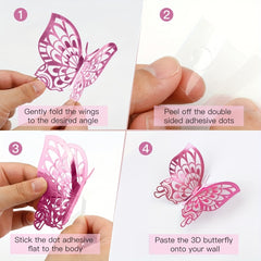 72pcs 3D Butterfly Wall Decor Stickers Silvery Party Decorations