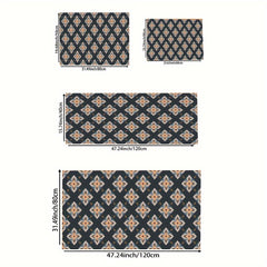 Retro Kitchen Mat Floral Pattern Rug Polyester Material Carpet Machine Washable