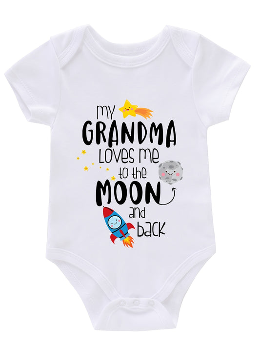 Newborn Infant Short Sleeve Romper My Gramdma Print Bodysuit Onesies