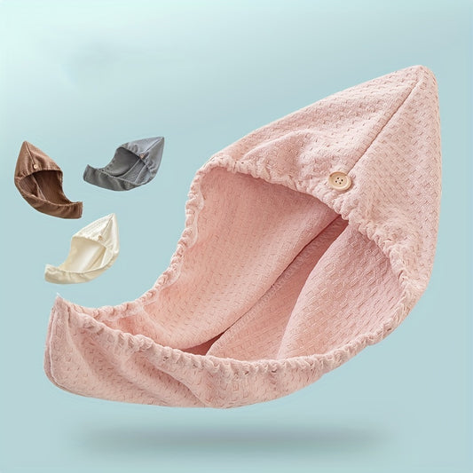 Waffle Hair Drying Cap Absorbent Elastic Bath Cap Microfiber Head Wrap