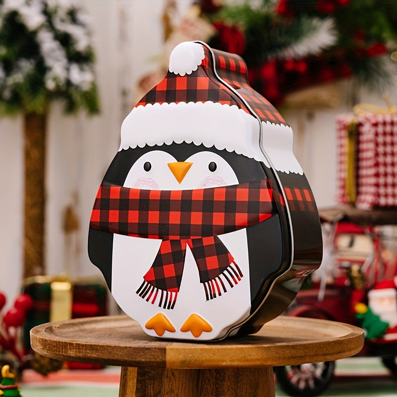 Christmas Gingerbread Man Cookie Box Snowman Tin Box