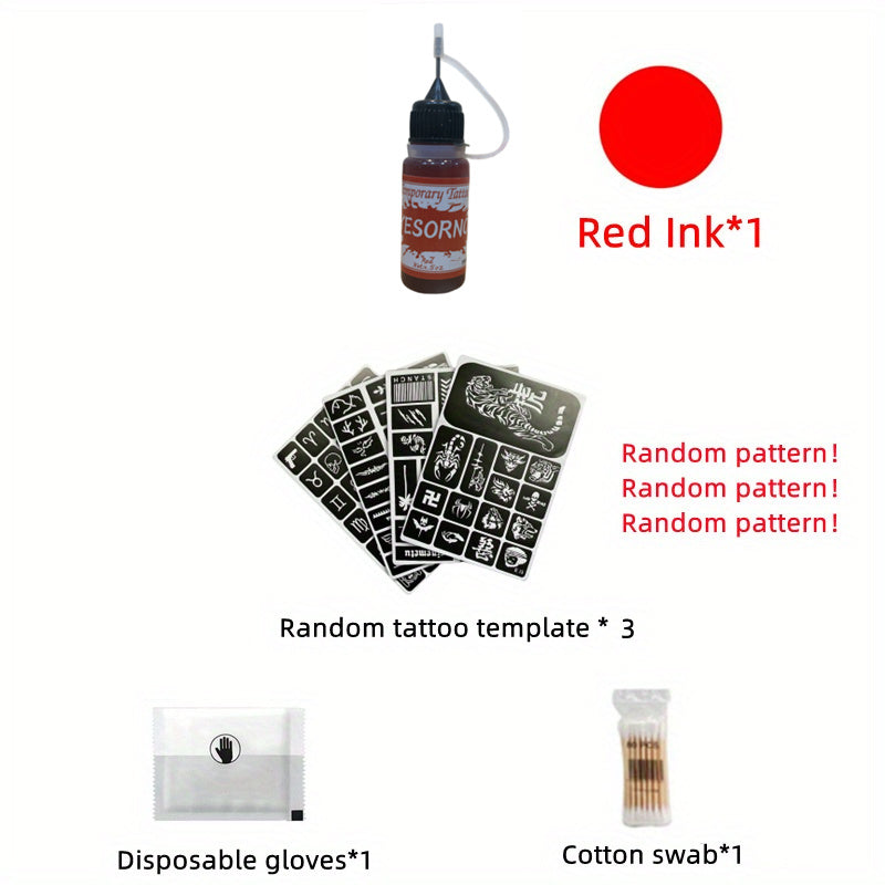 10ml Tattoo Ink 6 Tattoo Templates Waterproof Tattoo Paste Set