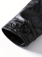 Men's PU Leather Zip Up Jacket Windproof Waterproof Top