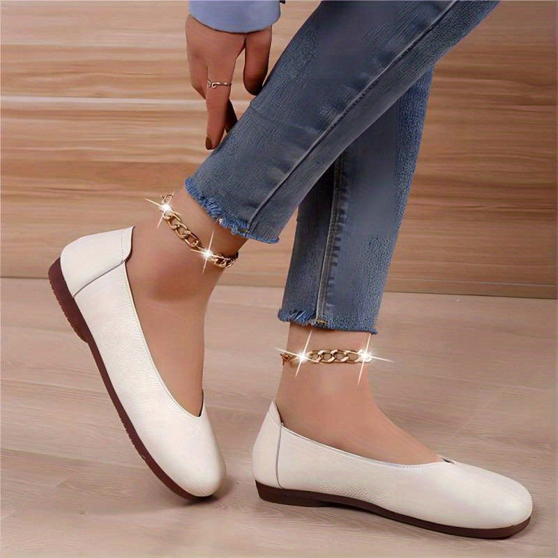 Women's Classic Flat Shoes Faux Leather Slip On Lightweight & Comfortable