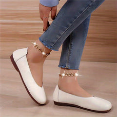 Women's Classic Flat Shoes Faux Leather Slip On Lightweight & Comfortable