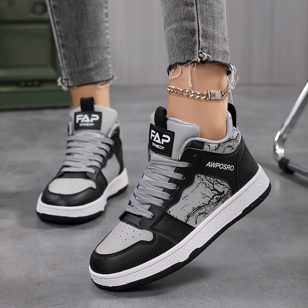 High Top Flat Skate Shoes Casual Non Slip Walking Shoes