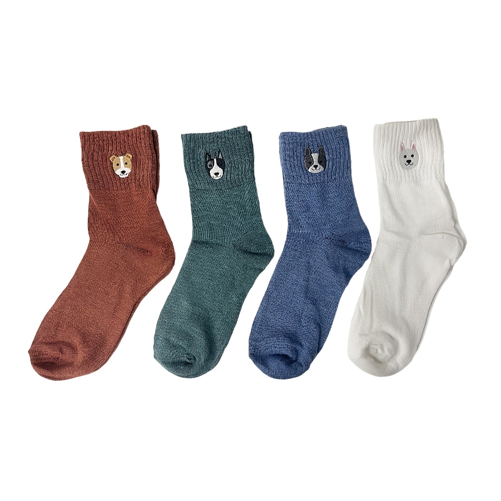 Embroidered Puppy Mid-Calf Socks