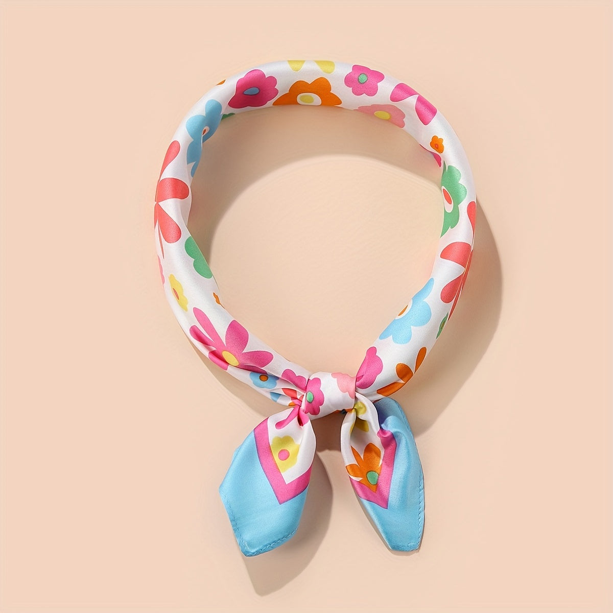 Cartoon Flower Print Bandana Silk Scarf Headband Face Covering