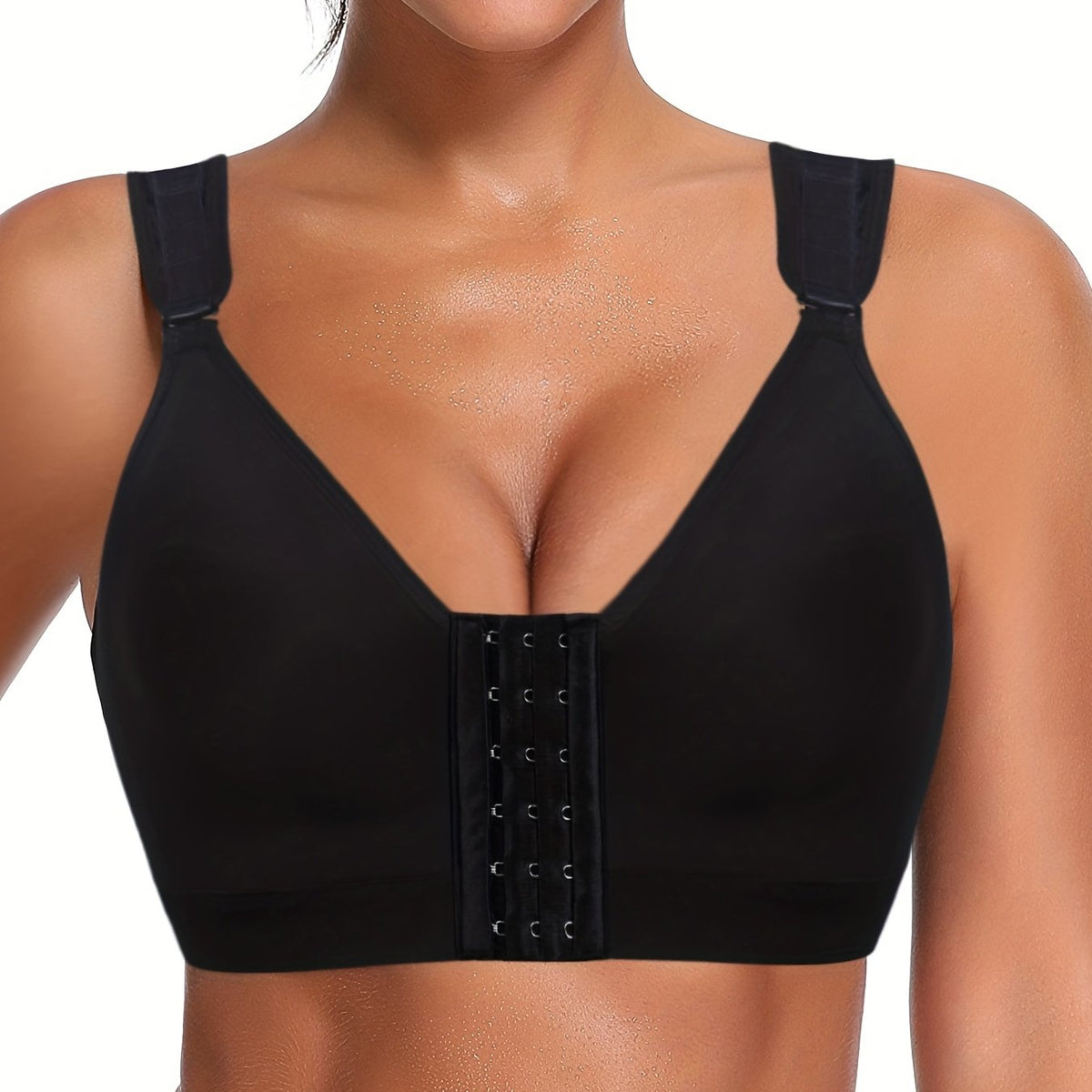 Front Closure Sports Bra Solid No Wire Bralette Vest Women's Lingerie